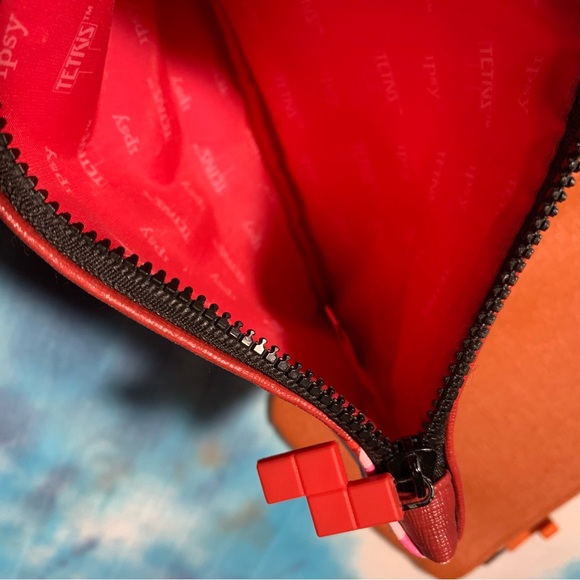 Tetris Ipsy Pouches Bundle of Two Makeup Bags w/ Zippers Orange & Red 👾🎮🧩🕹️ - Picture 10 of 11